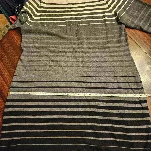 Lauren Ralph Lauren Cotton Knit Gray Striped Round Neck 3/4 Sleeve Midi Dress 1X - Picture 8 of 14